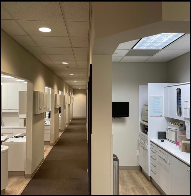 Professional commercial interior painting in an office space